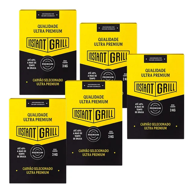 Kit 5x Caixa De Carvão Para Churrasco 15kg - Instant Grill