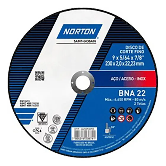 Disco Corte Metal Fino 9 X5/64 X7/8  Bna22  - Norton