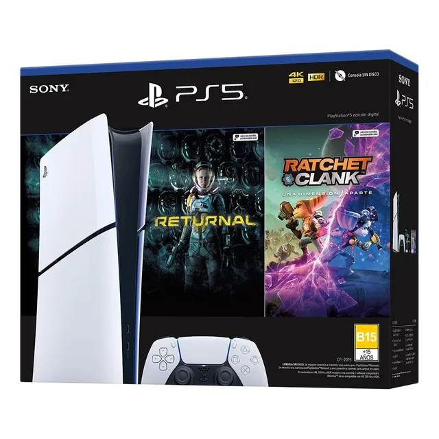 Sony PlayStation 5 Slim Digital 1TB Bundle con 2 Juegos Digitales CFI-2015