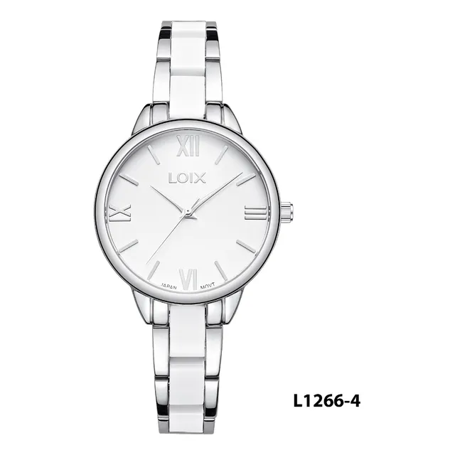 Reloj Mujer Loix L1266-4 Plateado Con Blanco, Tablero Blanco