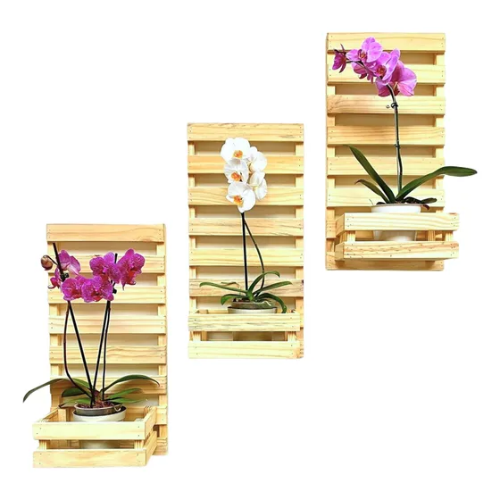 Painel Floreira Jardim Vertical Plantas Com Cachepos 3 Peças