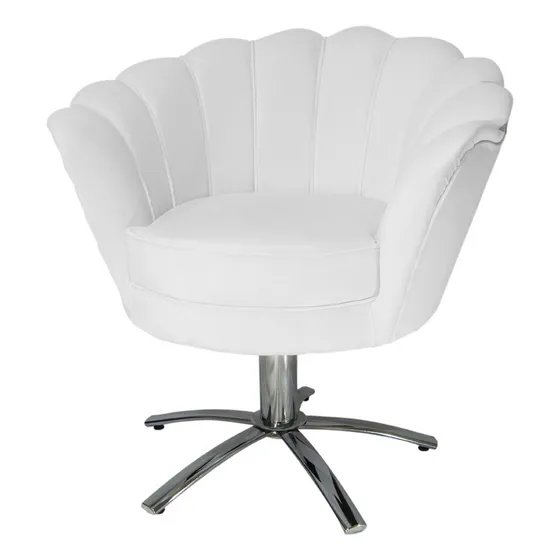 Poltrona Decorativa Pétala Base Metal Giratória Suede Cor Branco