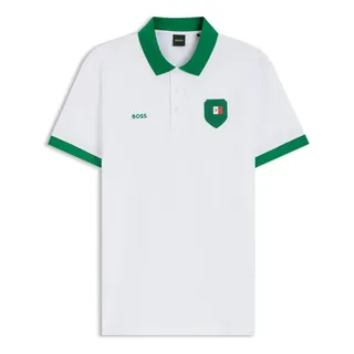 Polo De Hombre Boss Con Logo De Bandera Nacional México Blanco Bandera L Lisa