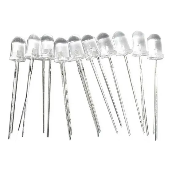Pack 10 Leds 5mm Blanco Cristal Alto Brillo Arduino Nubbeo