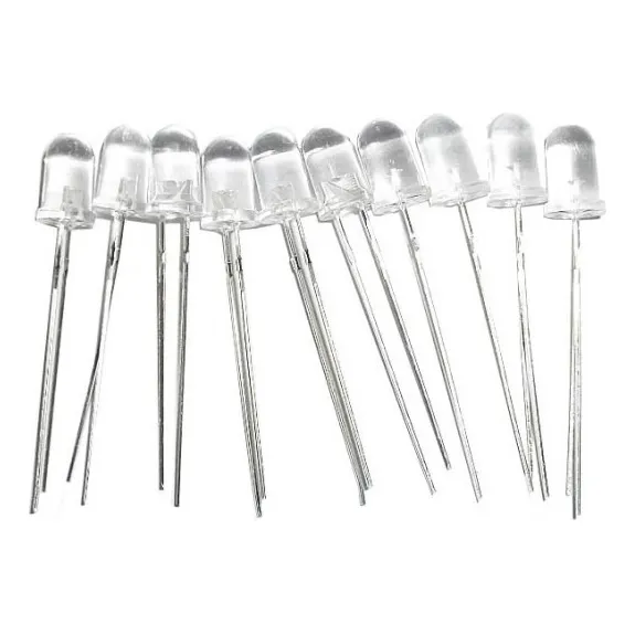Pack 10 Leds 5mm Blanco Cristal Alto Brillo Arduino Nubbeo