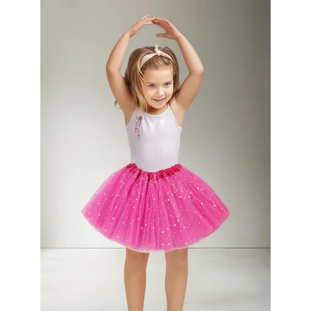 Tutú Escarchado Glitter Niña Falda Ballet Disfraz 7color Mnr