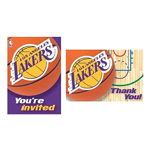 La Lakers Nba Invitación Y Tarjetas De Agradecimiento - 3 7/