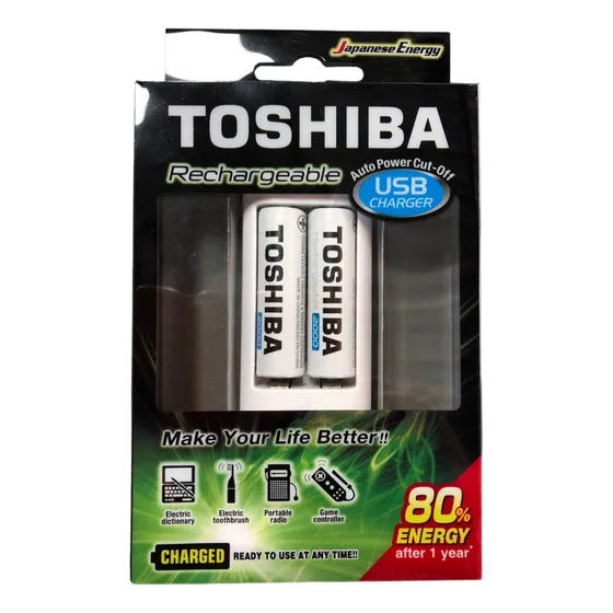 Pilas Recargables Con Cargador Aa 2000 Mah Toshiba