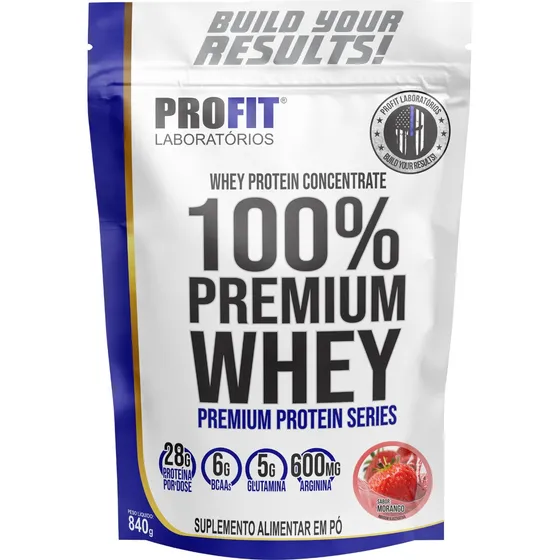 Whey Protein 100% Concentrado Premium 840g Profit Morango