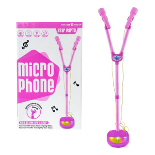 Microfone Infantil C/ Pedestal Com Som E Luz Conecta Celular Microfone Infantil C/ Pedestal Com Som E Luz Conecta Celular