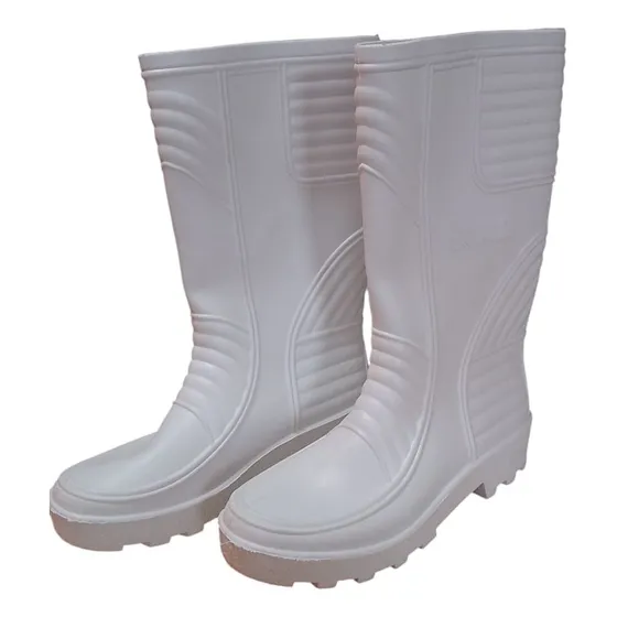 Bota De Seguridad Supla Pvc Caña Larga Blanca Sin Puntera