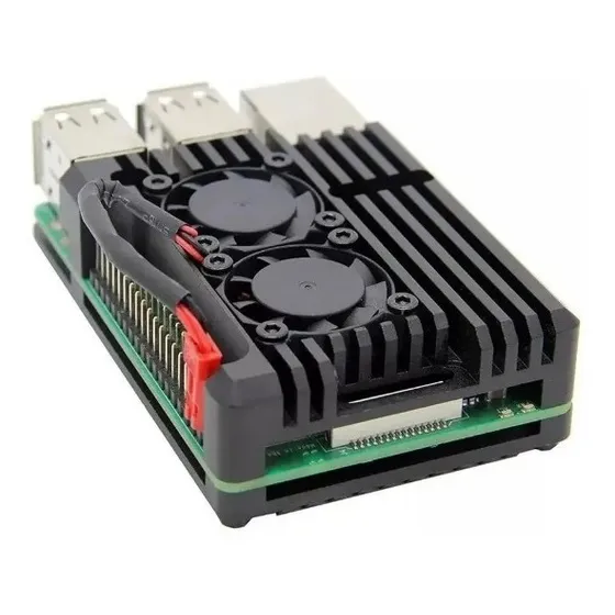 Case Metal Para Raspberry Pi 4 Com Cooler Duplo