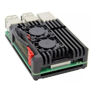 Case Metal Para Raspberry Pi 4 Com Cooler Duplo Case Metal Para Raspberry Pi 4 Com Cooler Duplo