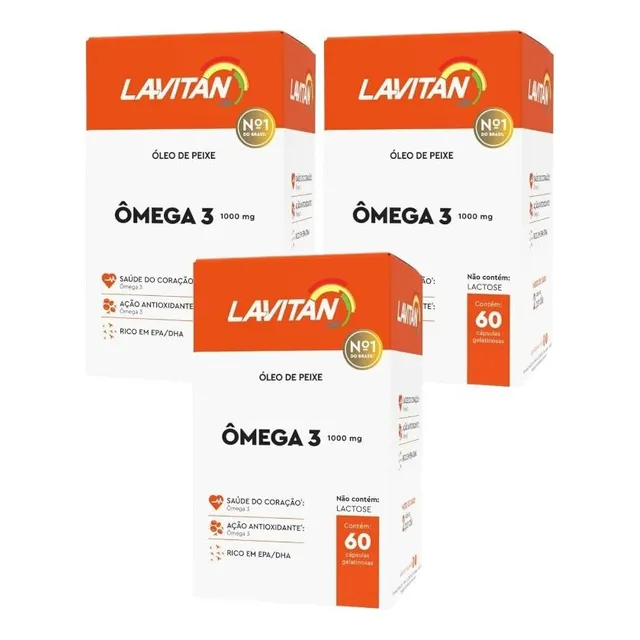 Kit Lavitan Ômega 3 1000mg C/ 3un De 60 Cáps Gelatinosas