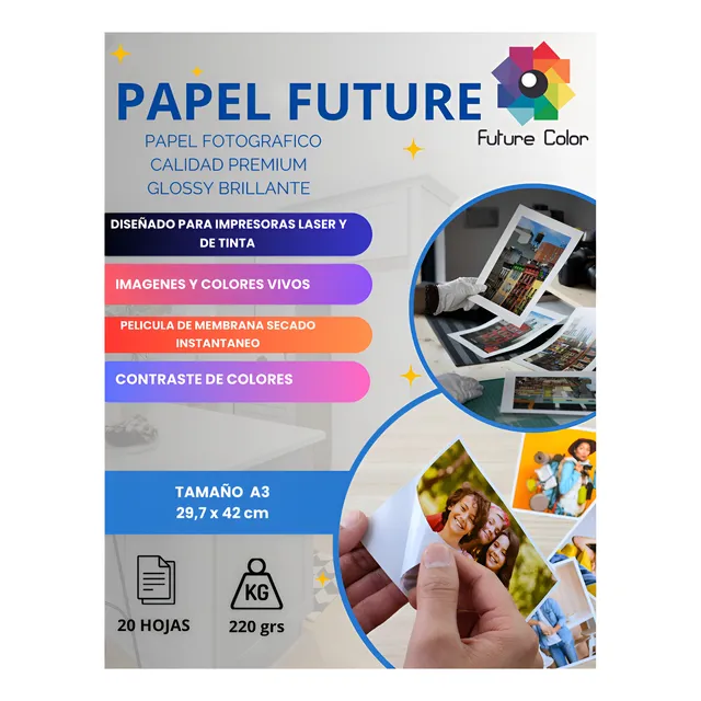 Papel Future Glossy Tamaño A3 20 Hojas 220g Doble Cara