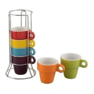 Xicaras Canecas De Café Com Suporte Empilhåvel 50ml 7 Peças Xicaras Canecas De Café Com Suporte Empilhåvel 50ml 7 Peças