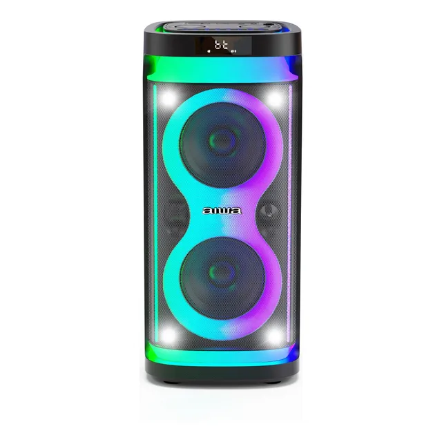 Parlante Bluetooth Portatil Aiwa Karaoke Tws Led Aw-poh4d Color Negro