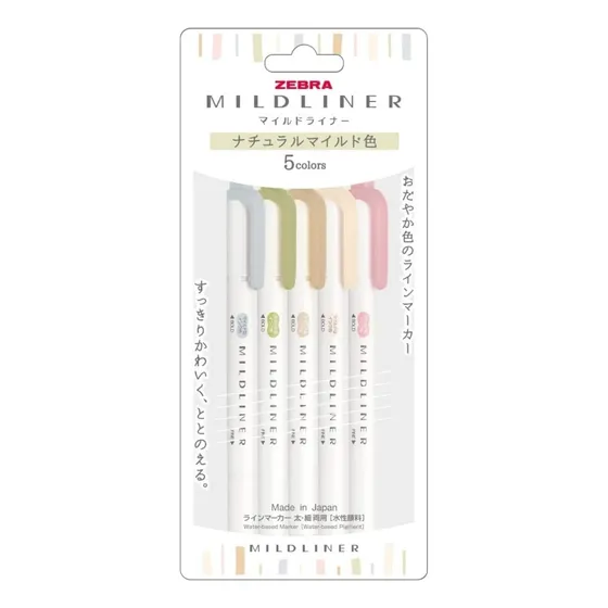 Set Destacadores Zebra Mildliner Natural Doble Punta Japonés