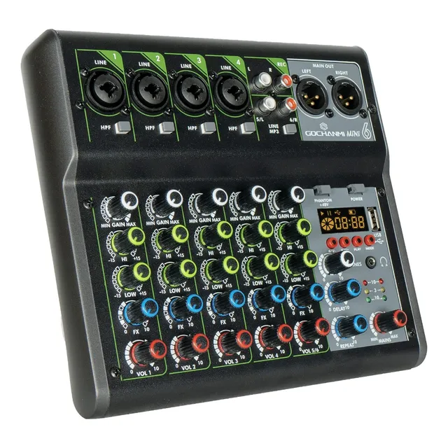 Gochanmi Mini6 Mezclador Amplificado Potencia 6 Canales Ubs