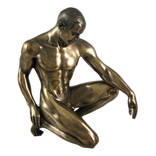 Acabado Bronceado De Rodillas Desnudo Masculino Estatua Escu Acabado Bronceado De Rodillas Desnudo Masculino Estatua Escu