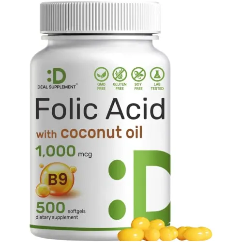 Tratamiento Suplemento Ácido Fólico 1000 Mcg (1 Mg,) L4h6u