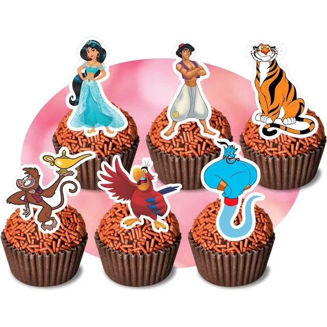 60 Toppers Tags Para Docinhos Doce Aladdin Jasmine Aladin