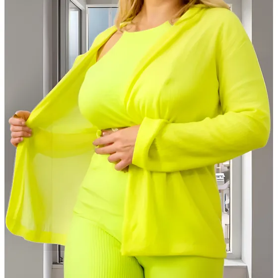 Blazer Amarillo Neon De Lentejuelas.
