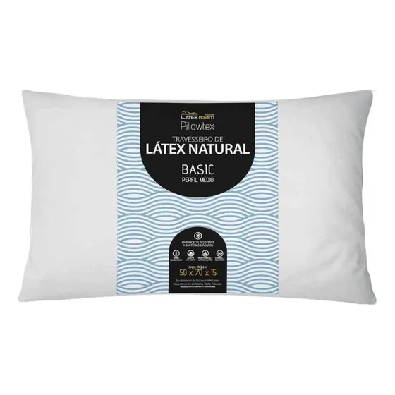 Kit 02 Travesseiros Látex Flocos Latexfoam Basic Médio 15cm Cor Branco