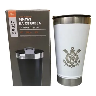 Corinthians Copo Térmico Inox C/ Tampa Abridor Brancotimao Cor Branco Timão Corinthians Copo Térmico Inox C/ Tampa Abridor Brancotimao Cor Branco Timão
