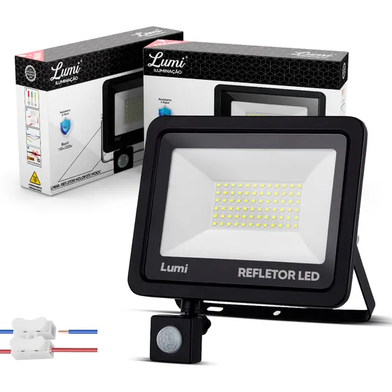 Kit 2 Refletor Led Holofote 200w Sensor Presença 127/220V Cor Da Luz Branco-frio 127/220V Negagepro