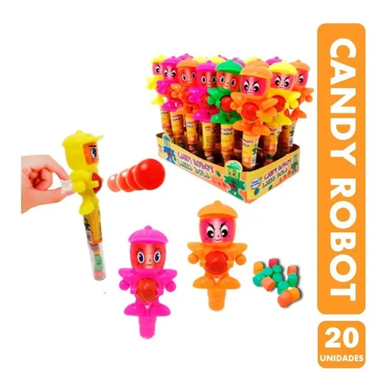 Candy Robot Lanza Bola Especial Cumpleaños - (contiene 20un)