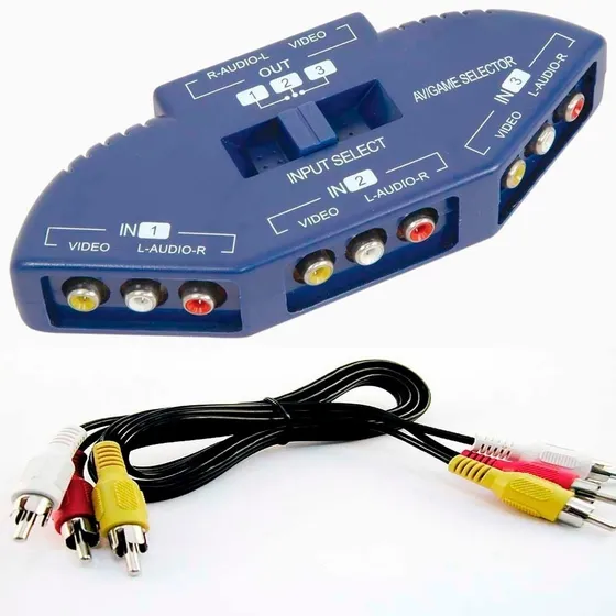 Selector 3 En 1 Audio Video Rca Switch Tv Dvd Lcd Wii X Box