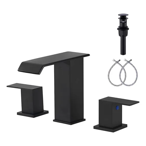 2 Manija 3 Agujero Negro Mate Cascada Grifo Lavabo