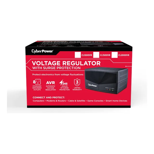 Regulador De Voltaje Cyberpower Cl1000vr 500w 8 Contactos Color Negro