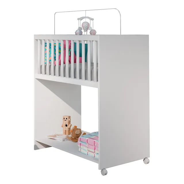 Mini Berço Multiuso 2 Em 1 Mesa Escrivaninha Com Colchão