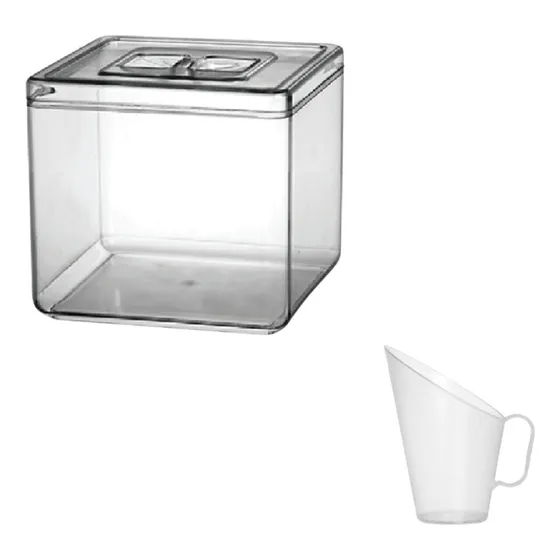 Pote Quadrado Multiuso Acrílico Tampa 5 Litros Concha 100 Ml