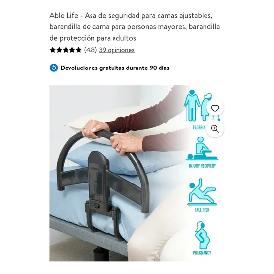 Able Life Click-n-go Asa De Seguridad Para Cama Adulto Mayor