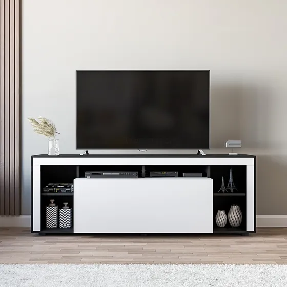 Mesa Rack De Tv Led. Puerta Batiente 160cm Largo