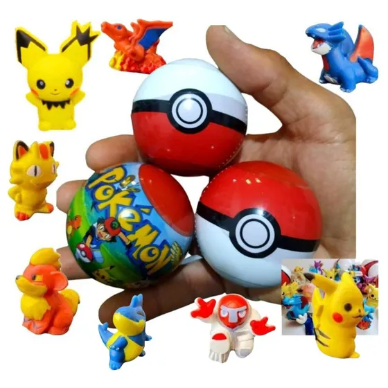 Kit 20 Miniaturas Pokemons Sortidos + 20 Pokebolas 5cm