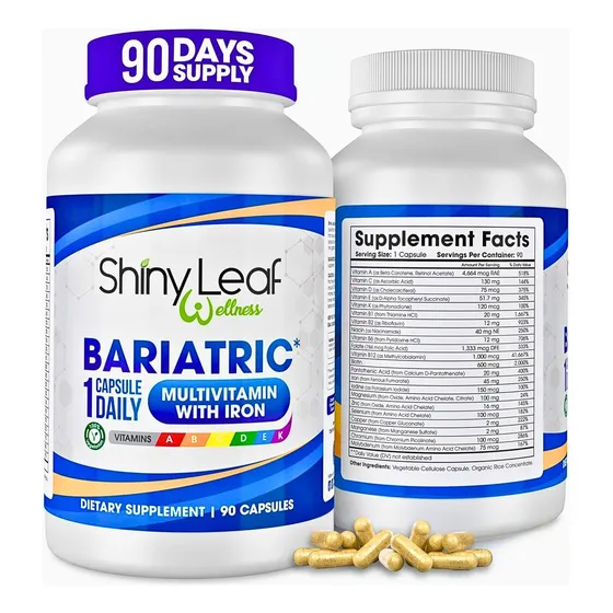Shiny Leaf Multivitaminico Bariatrico Con Hierro 90 Capsulas Sin Sabor