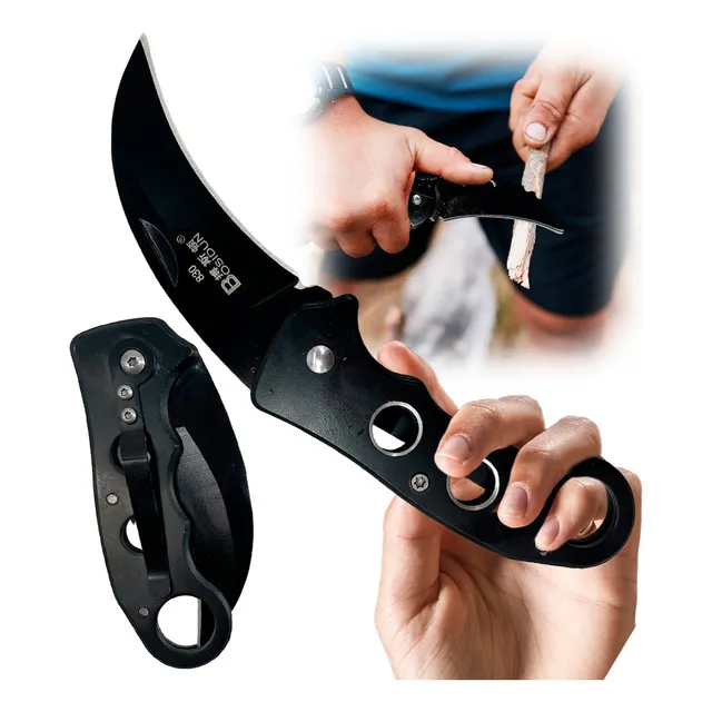 Navaja Karambit Mariposa Cuchillo Plegable Negro Militar Tac