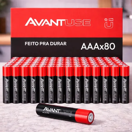 Kit 80 Pilhas Alcalina Palito Aaa 1.5v 3a Avant Use