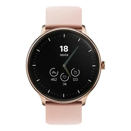 Smartwatch Wb Redondo 46mm, Tela 1,39 Fitness Tracker Rosa