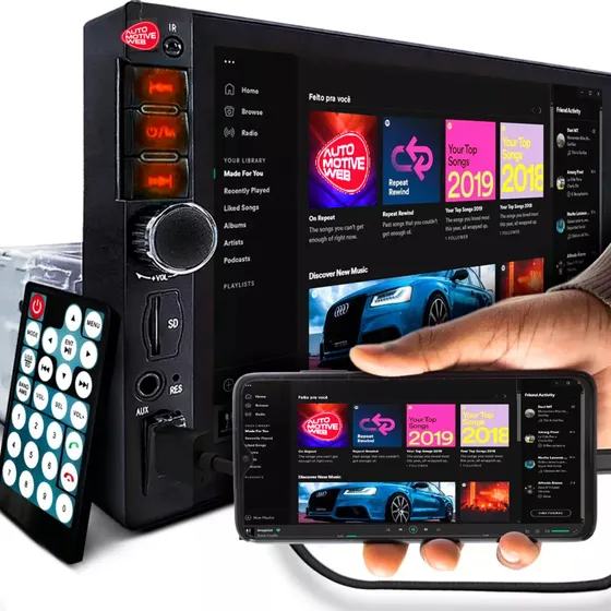 Central Multimídia Mp5 1 Din Bluetooth Usb Espelhamento 