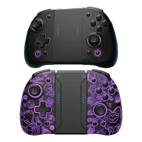 Controle joystick sem fio Nintendo Joy-Con (L)/(R) LED RGB roxo