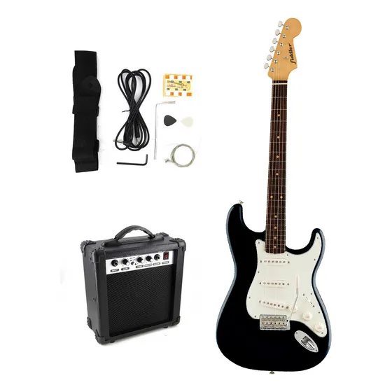 Combo Guitarra Eléctrica Negra + Amplificador Fiddler Color Negro