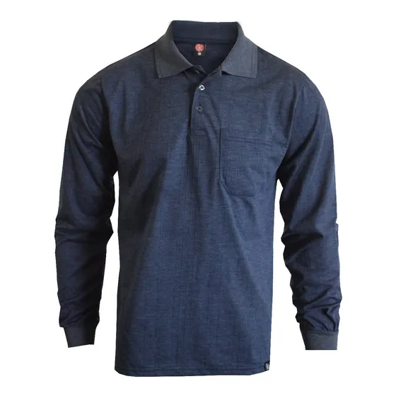Camisa Polo Manga Longa Com Bolso Poliviscose Casual