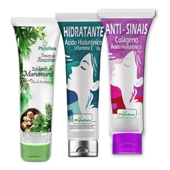 Combo Creme Facial Colageno + Acido Hialuronico + Esfoliante