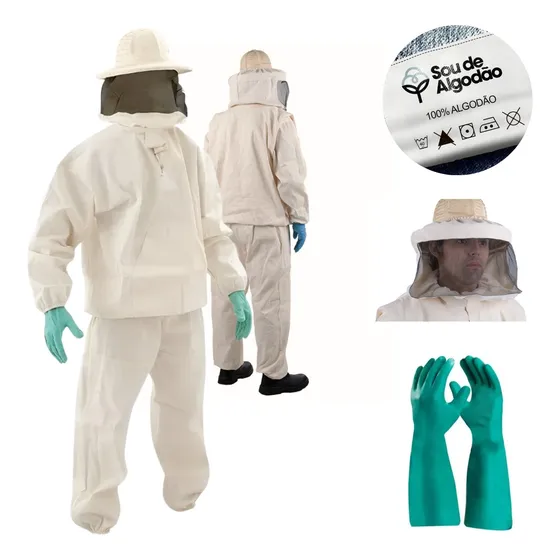 Roupa Para Criar Abelha Apiário Completa +luvas * Promocao *