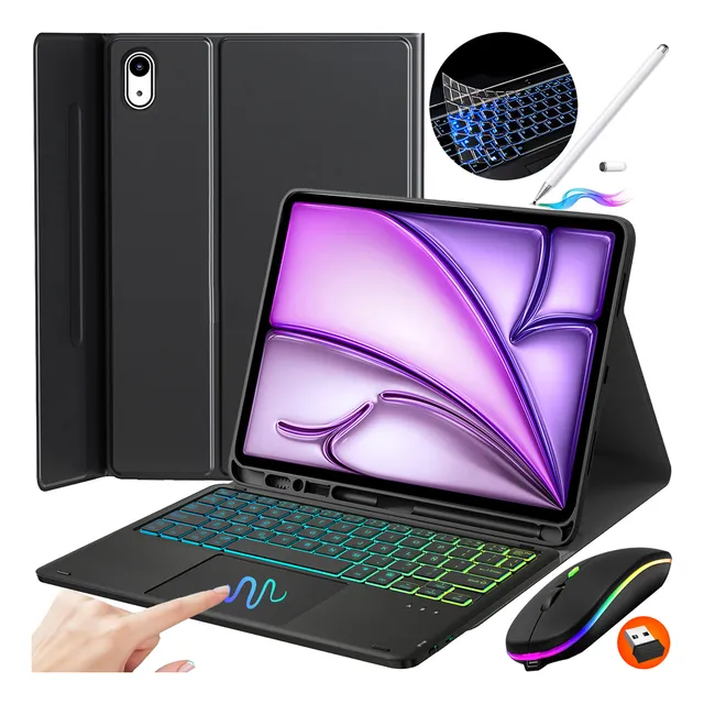 Funda Teclado+mouse+lápiz P/iPad Air 11  M2/air 4/5/6 10.9 Ñ
